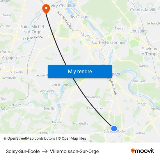 Soisy-Sur-Ecole to Villemoisson-Sur-Orge map