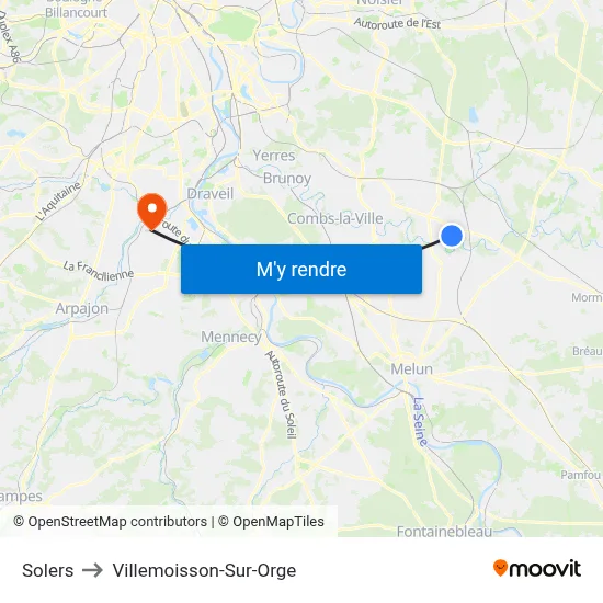Solers to Villemoisson-Sur-Orge map
