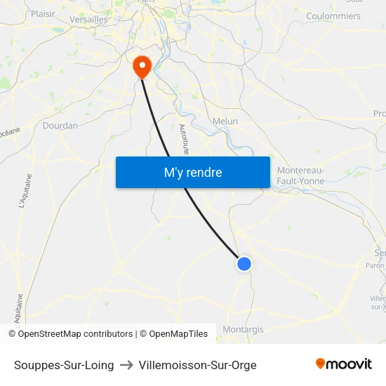 Souppes-Sur-Loing to Villemoisson-Sur-Orge map