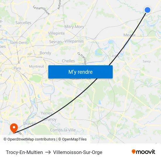 Trocy-En-Multien to Villemoisson-Sur-Orge map