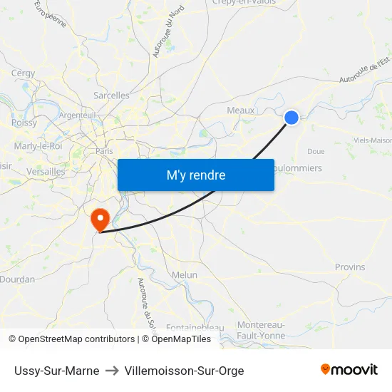 Ussy-Sur-Marne to Villemoisson-Sur-Orge map