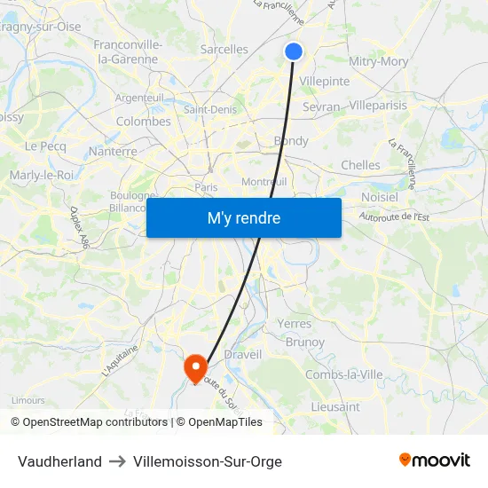 Vaudherland to Villemoisson-Sur-Orge map