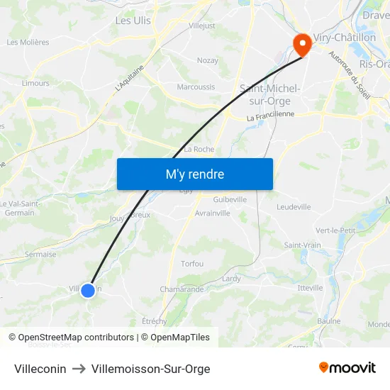 Villeconin to Villemoisson-Sur-Orge map