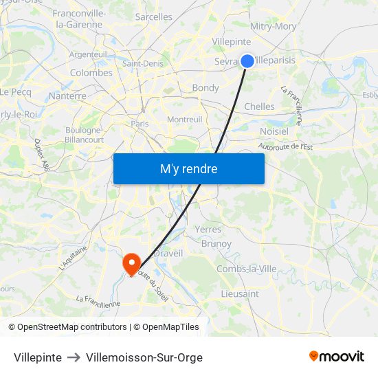 Villepinte to Villemoisson-Sur-Orge map