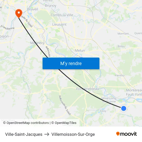 Ville-Saint-Jacques to Villemoisson-Sur-Orge map