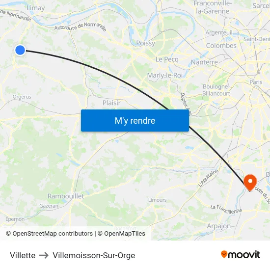Villette to Villemoisson-Sur-Orge map