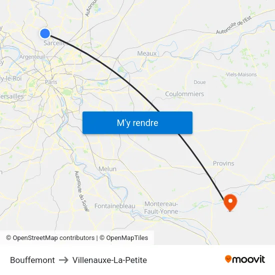 Bouffemont to Villenauxe-La-Petite map