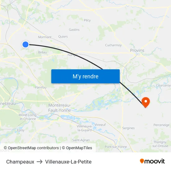 Champeaux to Villenauxe-La-Petite map