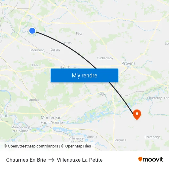 Chaumes-En-Brie to Villenauxe-La-Petite map