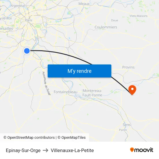 Epinay-Sur-Orge to Villenauxe-La-Petite map