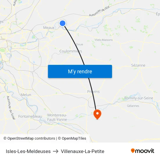 Isles-Les-Meldeuses to Villenauxe-La-Petite map