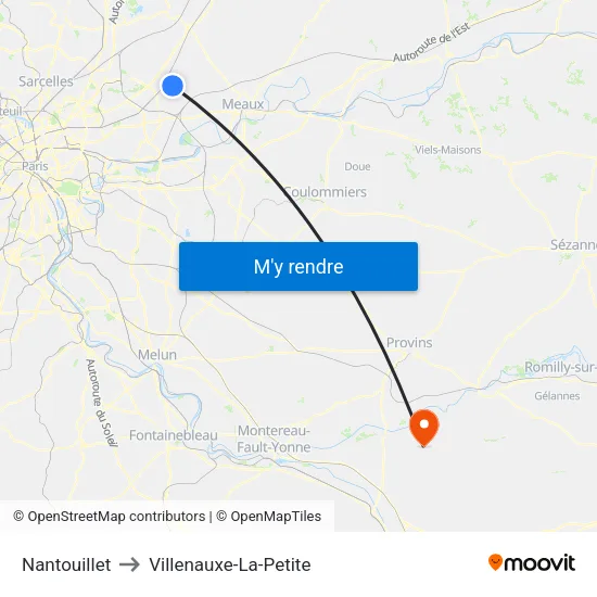 Nantouillet to Villenauxe-La-Petite map