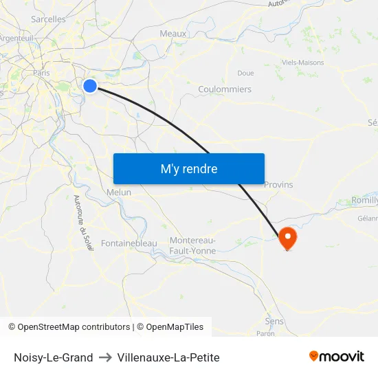 Noisy-Le-Grand to Villenauxe-La-Petite map