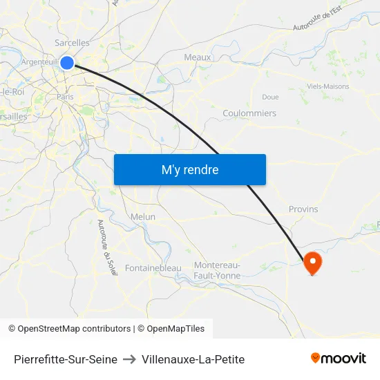Pierrefitte-Sur-Seine to Villenauxe-La-Petite map