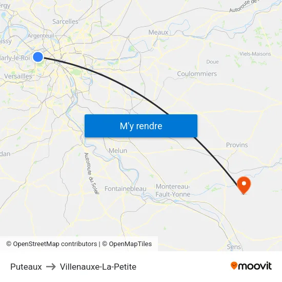 Puteaux to Villenauxe-La-Petite map