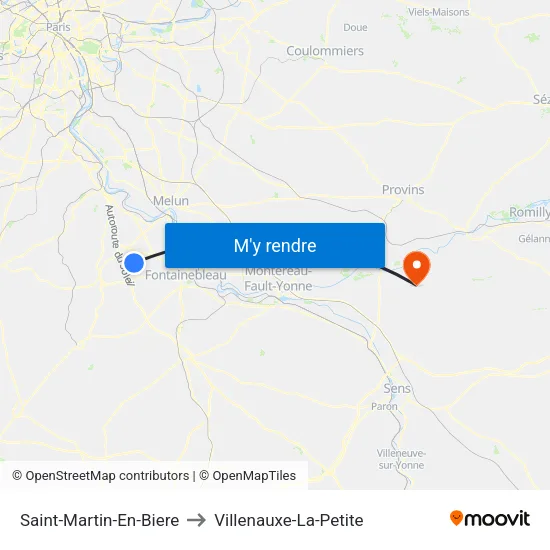 Saint-Martin-En-Biere to Villenauxe-La-Petite map