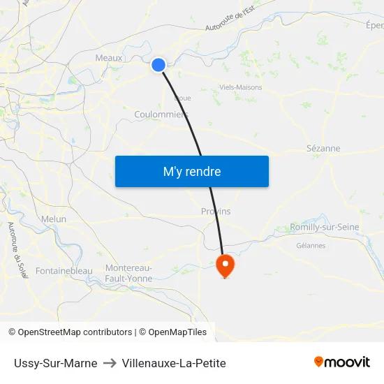 Ussy-Sur-Marne to Villenauxe-La-Petite map