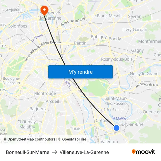 Bonneuil-Sur-Marne to Villeneuve-La-Garenne map