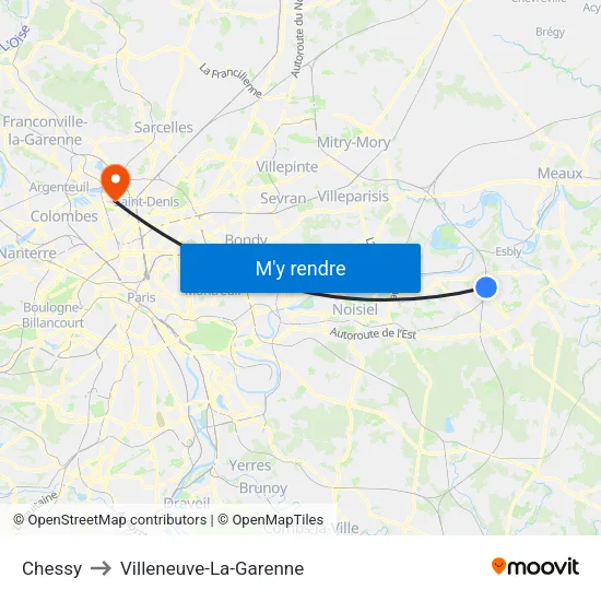 Chessy to Villeneuve-La-Garenne map