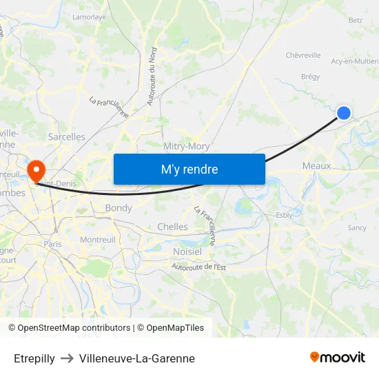Etrepilly to Villeneuve-La-Garenne map