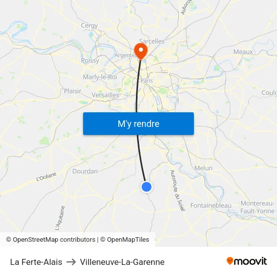 La Ferte-Alais to Villeneuve-La-Garenne map