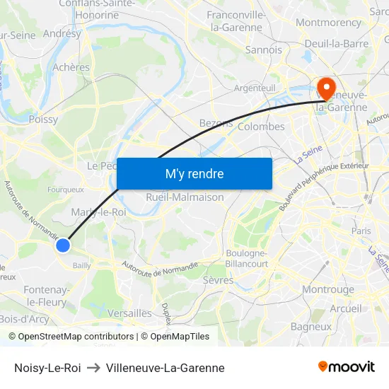 Noisy-Le-Roi to Villeneuve-La-Garenne map