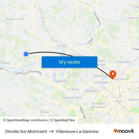 Oinville-Sur-Montcient to Villeneuve-La-Garenne map