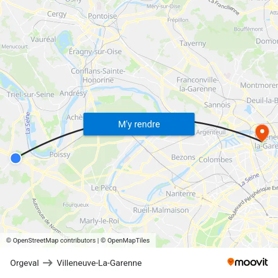 Orgeval to Villeneuve-La-Garenne map