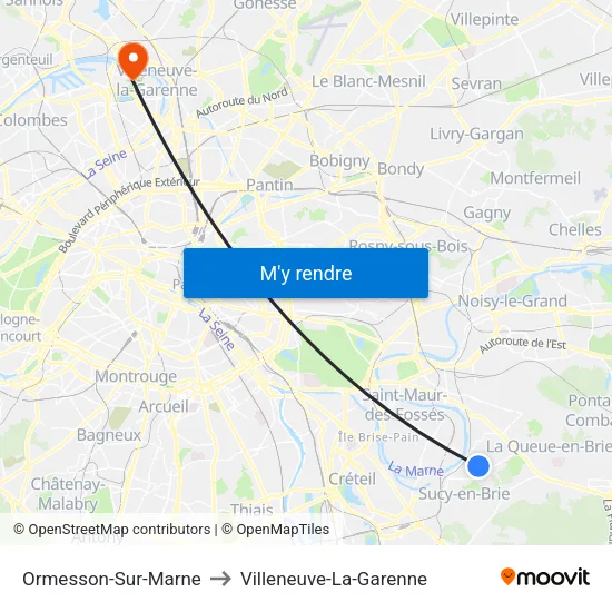 Ormesson-Sur-Marne to Villeneuve-La-Garenne map