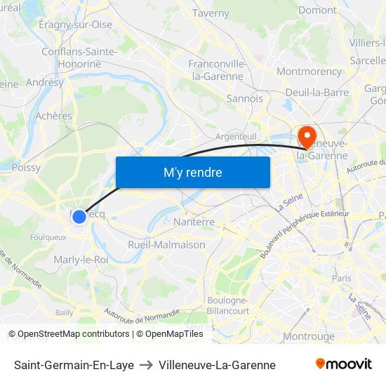 Saint-Germain-En-Laye to Villeneuve-La-Garenne map