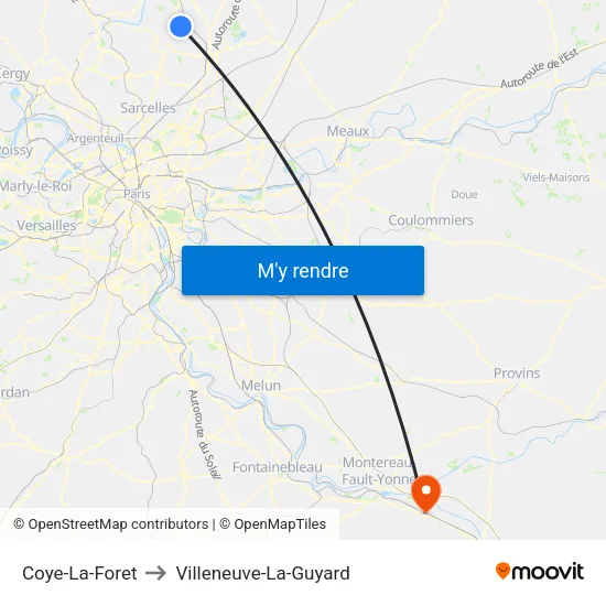 Coye-La-Foret to Villeneuve-La-Guyard map