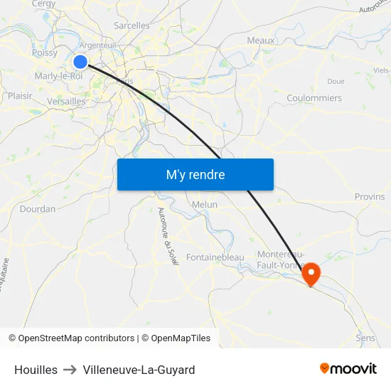 Houilles to Villeneuve-La-Guyard map