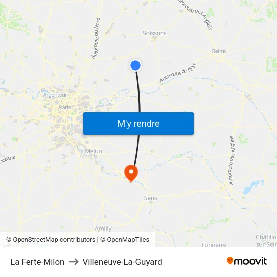 La Ferte-Milon to Villeneuve-La-Guyard map