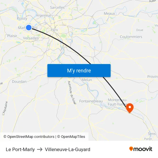 Le Port-Marly to Villeneuve-La-Guyard map