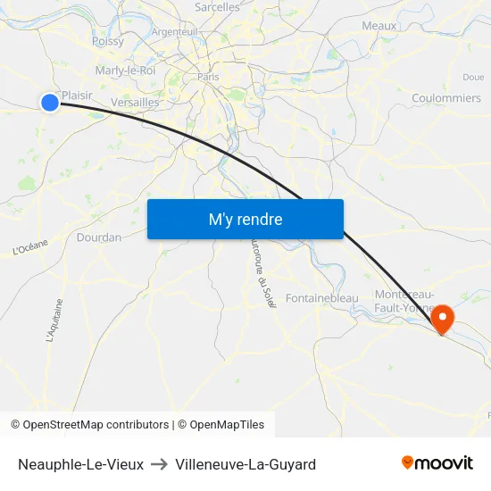 Neauphle-Le-Vieux to Villeneuve-La-Guyard map