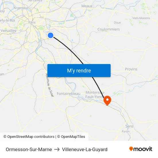 Ormesson-Sur-Marne to Villeneuve-La-Guyard map