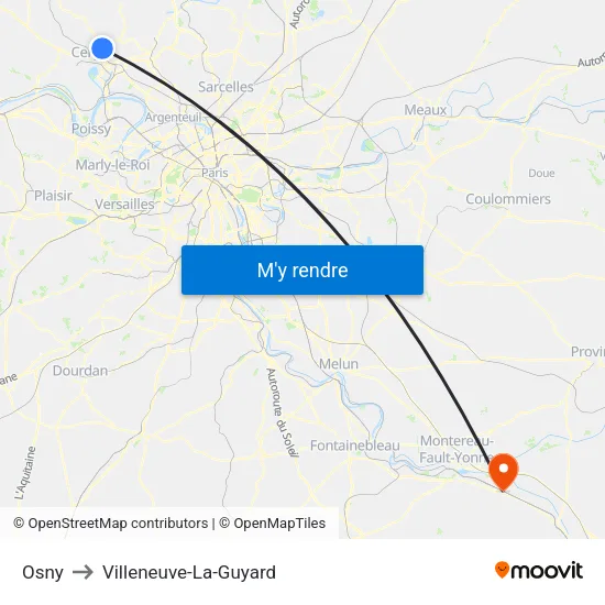 Osny to Villeneuve-La-Guyard map