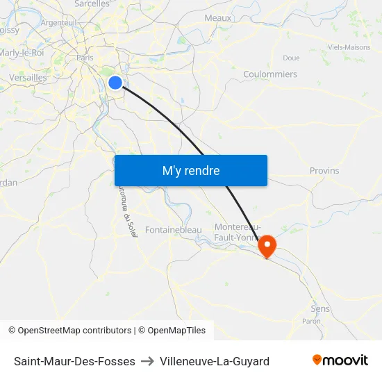 Saint-Maur-Des-Fosses to Villeneuve-La-Guyard map