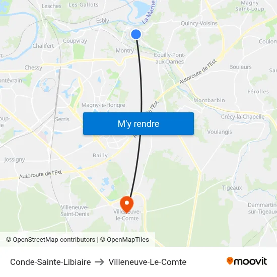 Conde-Sainte-Libiaire to Villeneuve-Le-Comte map