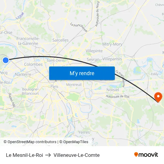 Le Mesnil-Le-Roi to Villeneuve-Le-Comte map