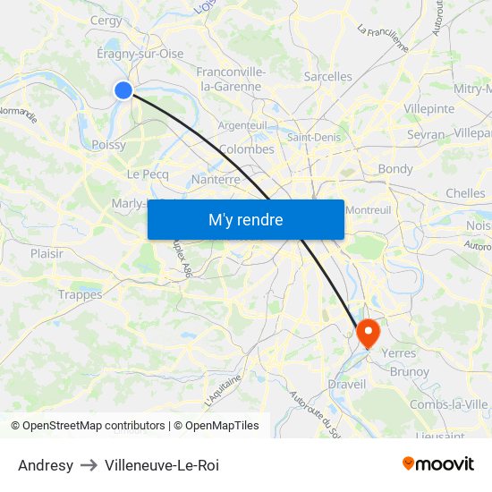 Andresy to Villeneuve-Le-Roi map