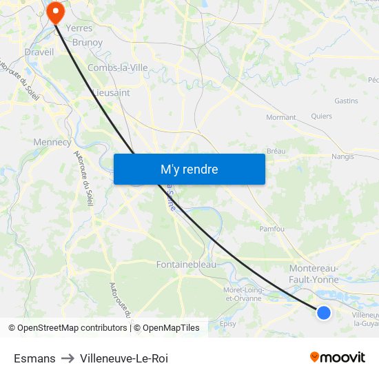 Esmans to Villeneuve-Le-Roi map