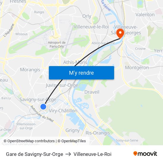 Gare de Savigny-Sur-Orge to Villeneuve-Le-Roi map