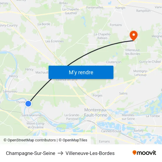 Champagne-Sur-Seine to Villeneuve-Les-Bordes map