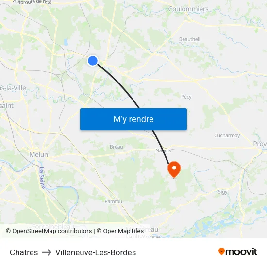 Chatres to Villeneuve-Les-Bordes map