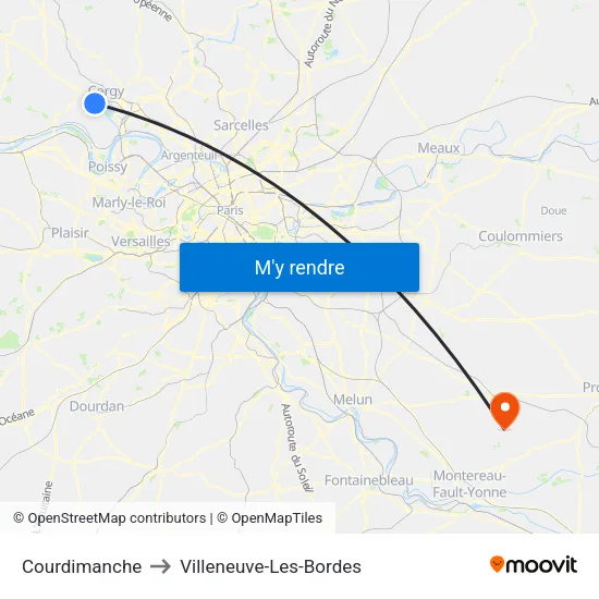 Courdimanche to Villeneuve-Les-Bordes map