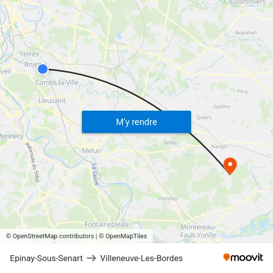 Epinay-Sous-Senart to Villeneuve-Les-Bordes map