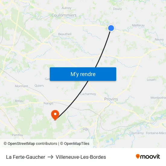 La Ferte-Gaucher to Villeneuve-Les-Bordes map