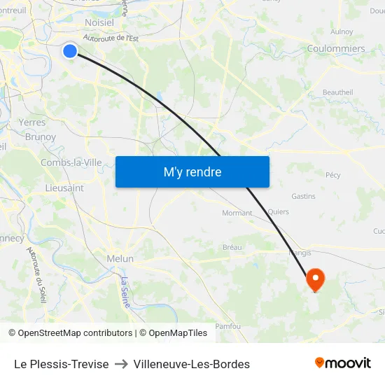 Le Plessis-Trevise to Villeneuve-Les-Bordes map