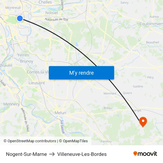 Nogent-Sur-Marne to Villeneuve-Les-Bordes map
